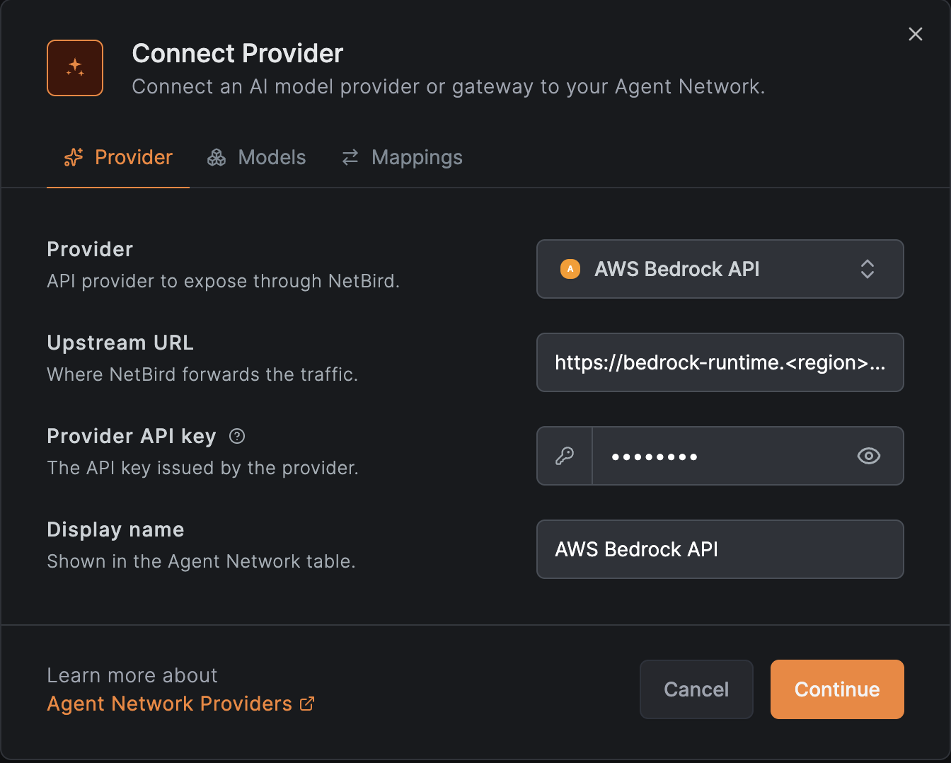 Connect the AWS Bedrock provider in NetBird Agent Network
