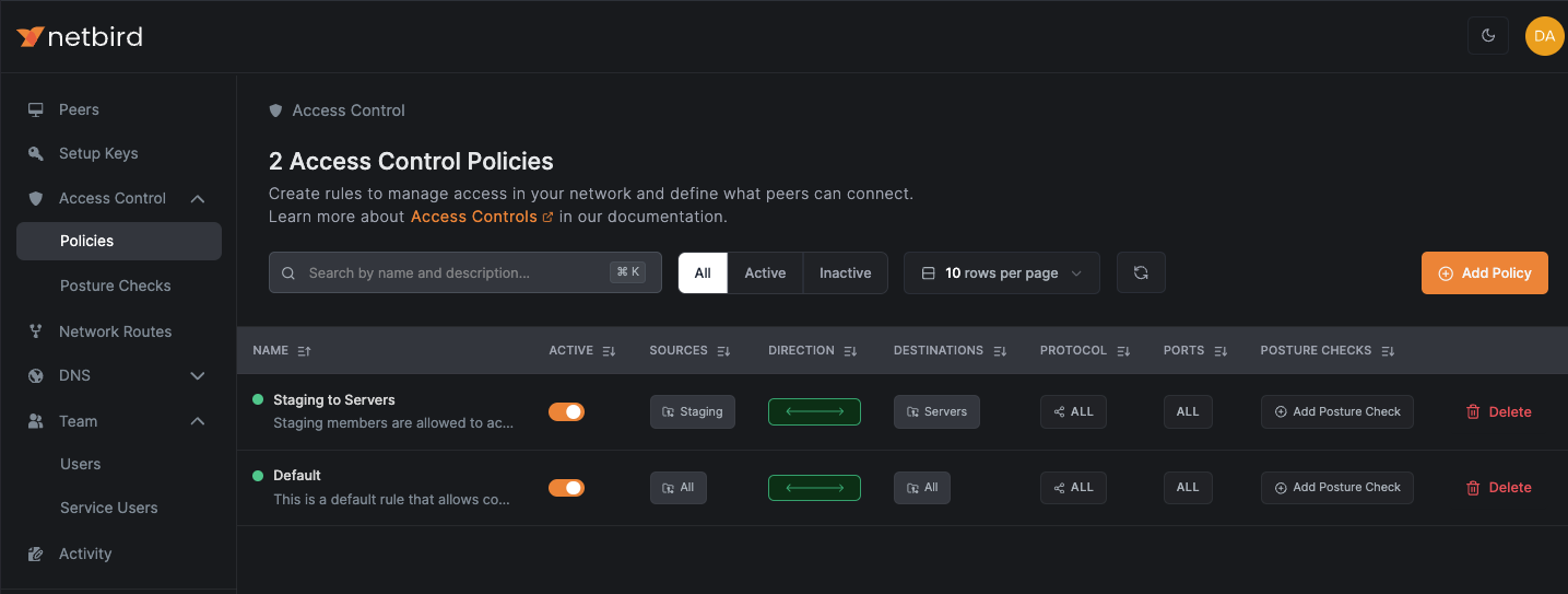 NetBird Access Control