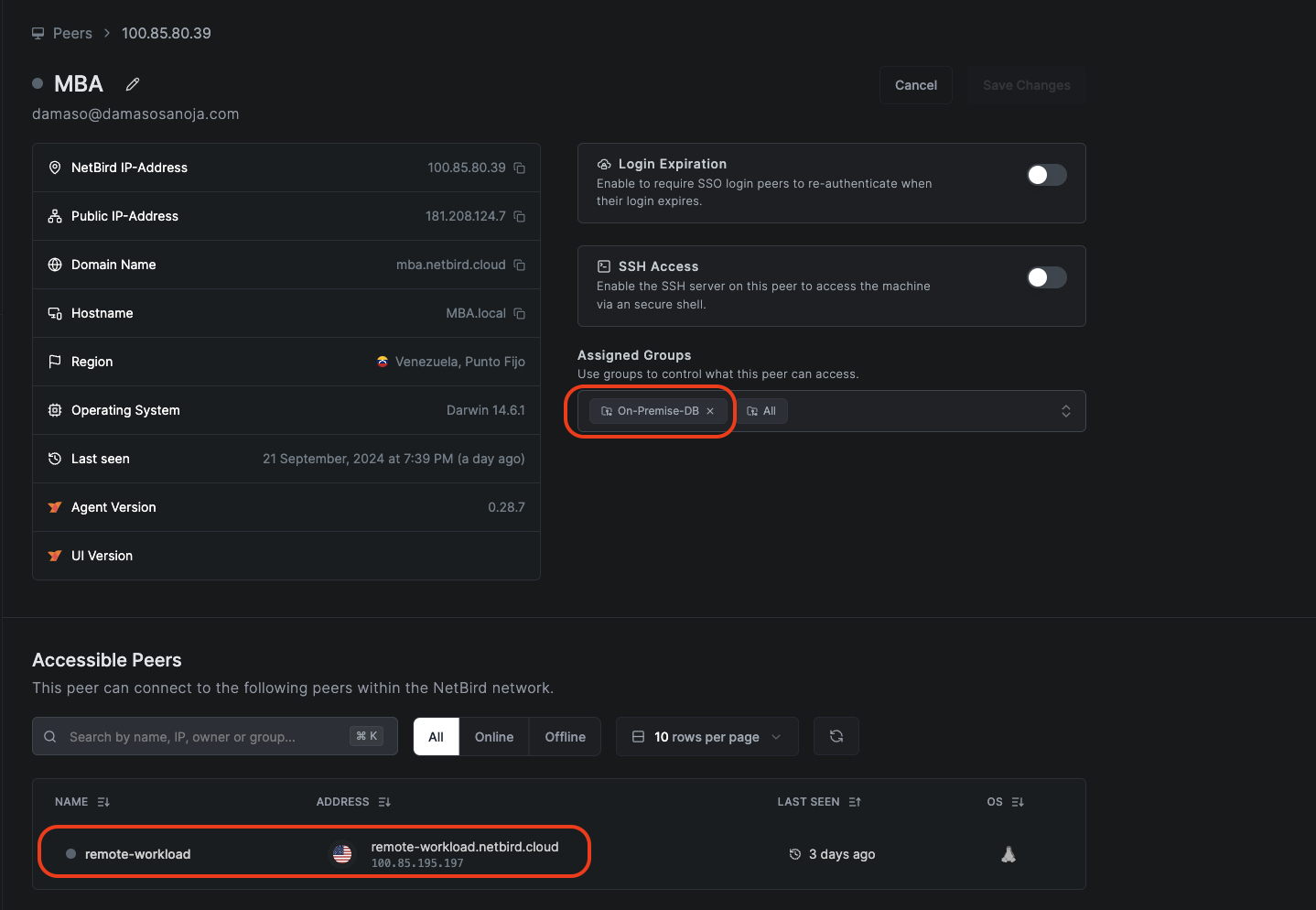 NetBird Local User Peer