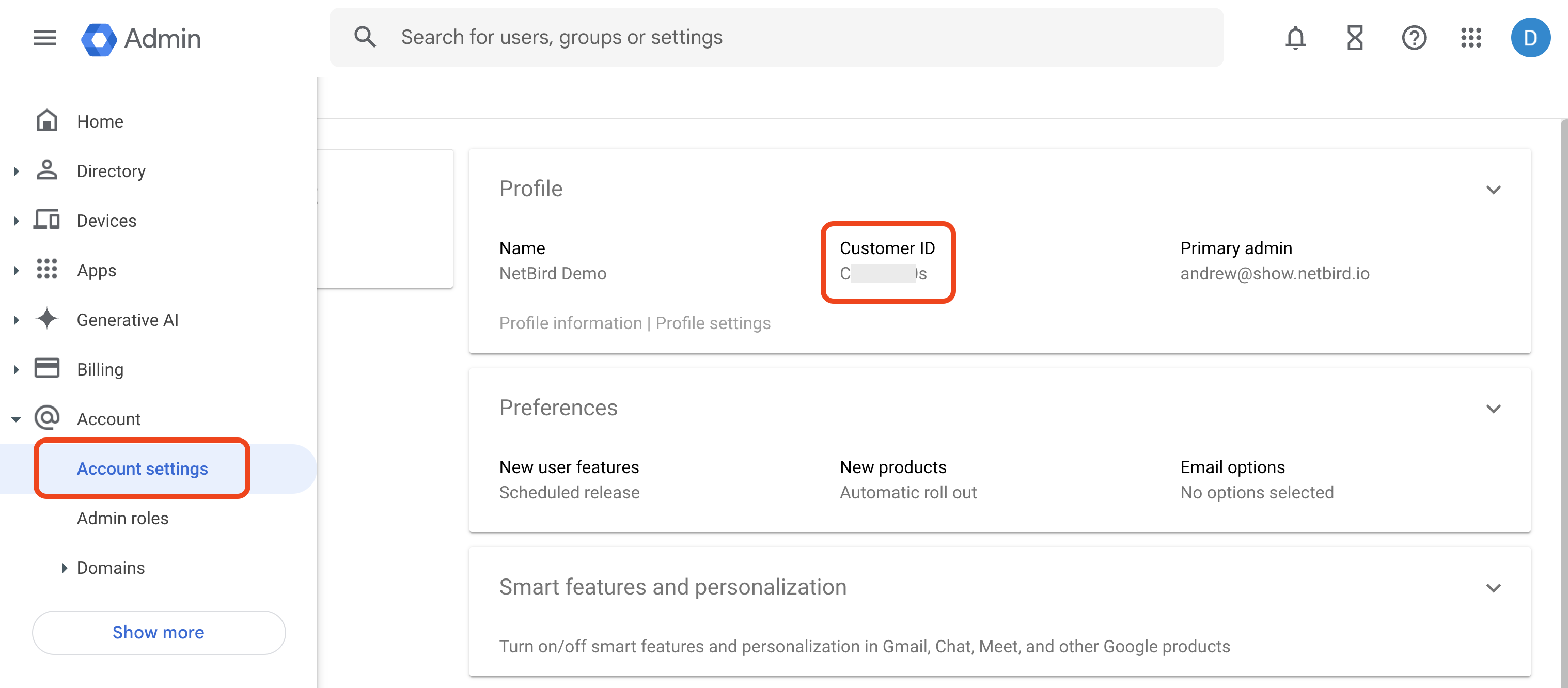 Google Workspace Customer ID