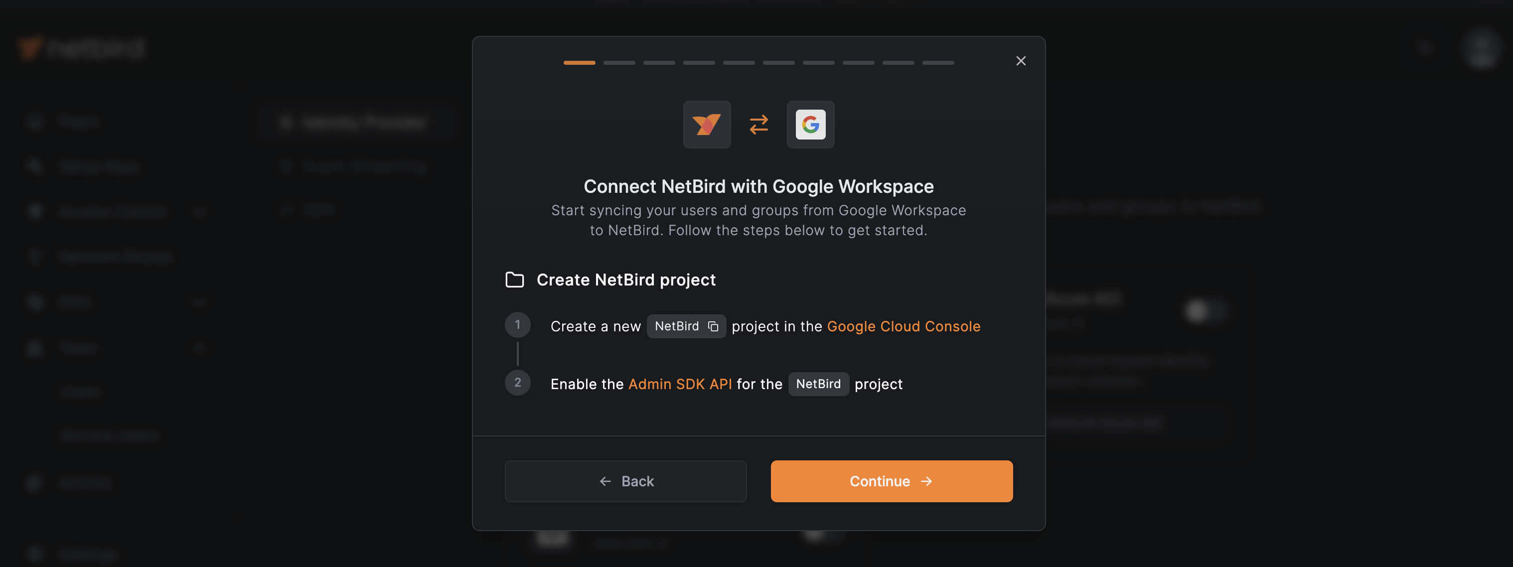 NetBird Create NetBird Project