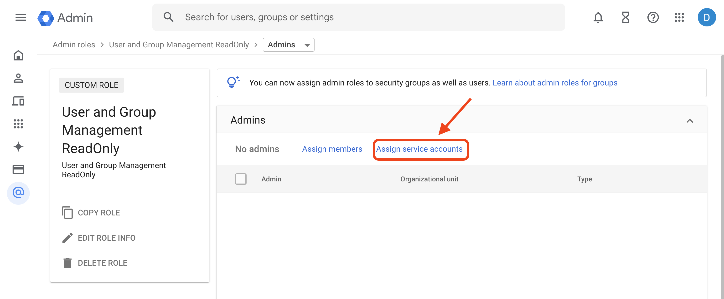 Google Workspace Assign Service Account