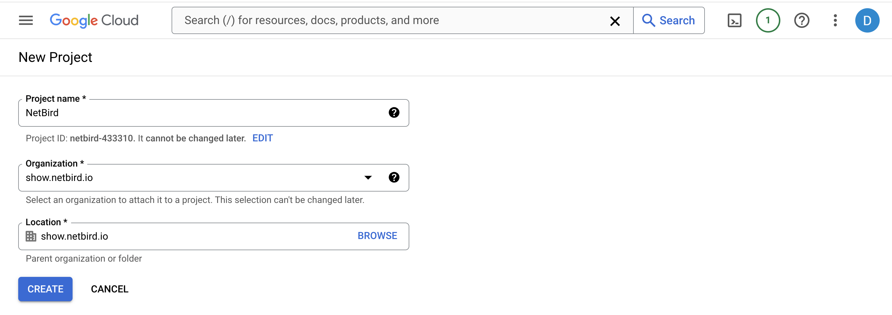 Google Workspace New Project