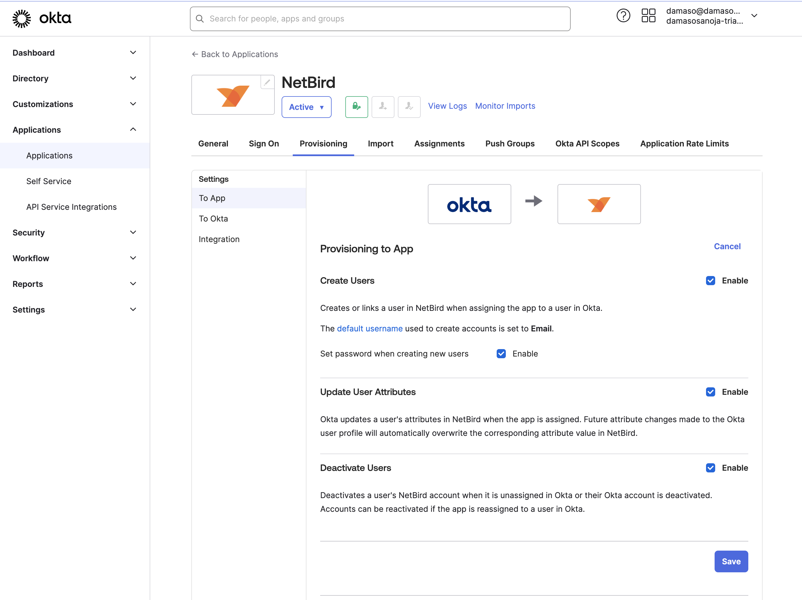 Okta Enable Create Users and More