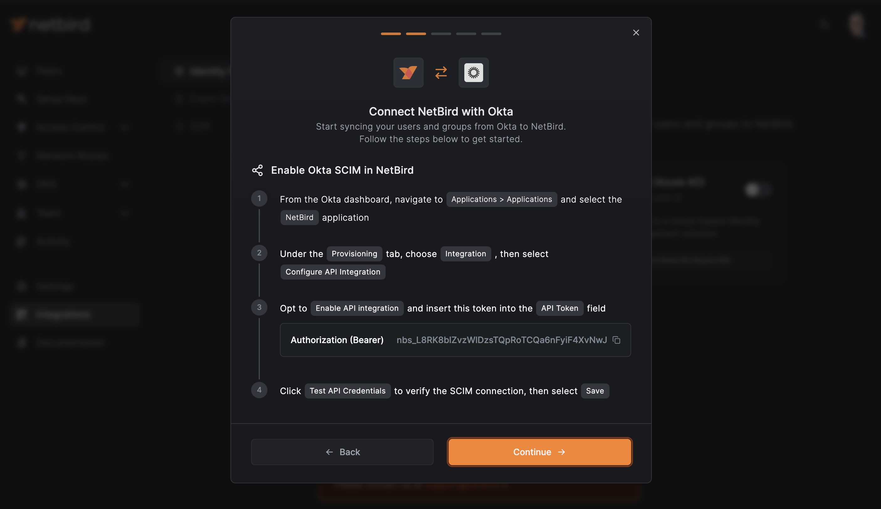 NetBird Enable Okta SCIM