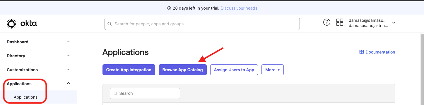 Okta Browse App Catalog