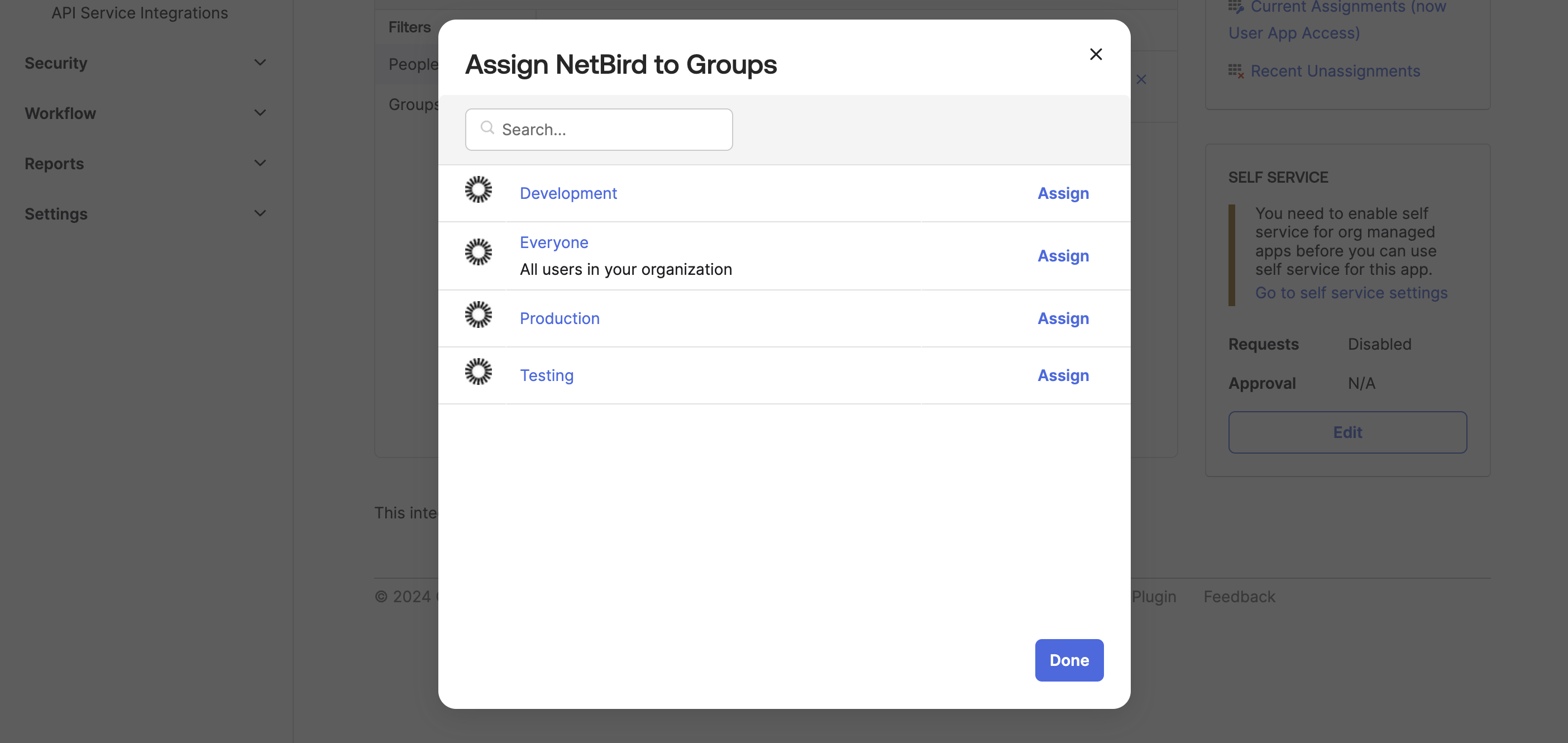 Okta Assign NetBird to Groups