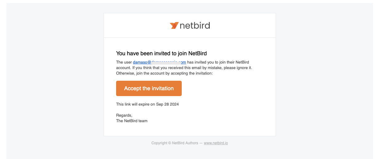 Email NetBird Invitation