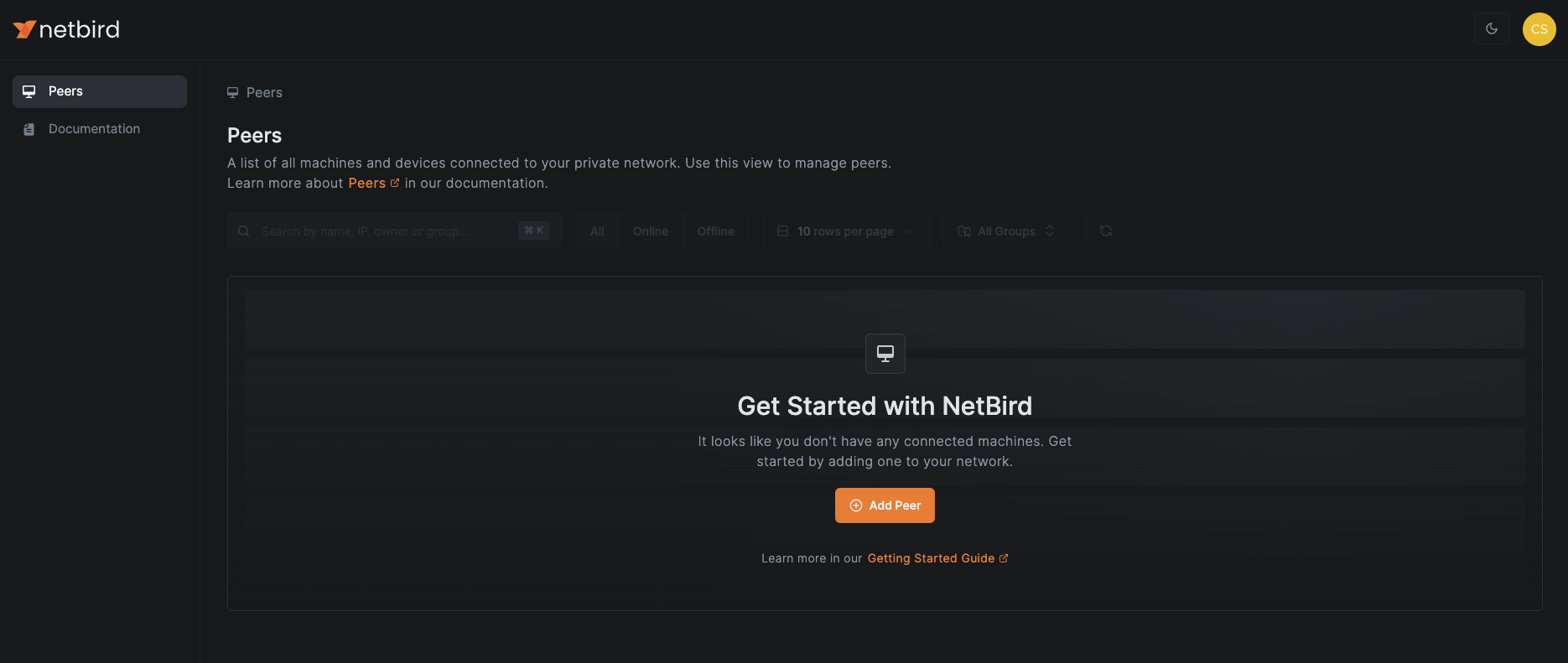 NetBird Freelancer Peers Dashboard