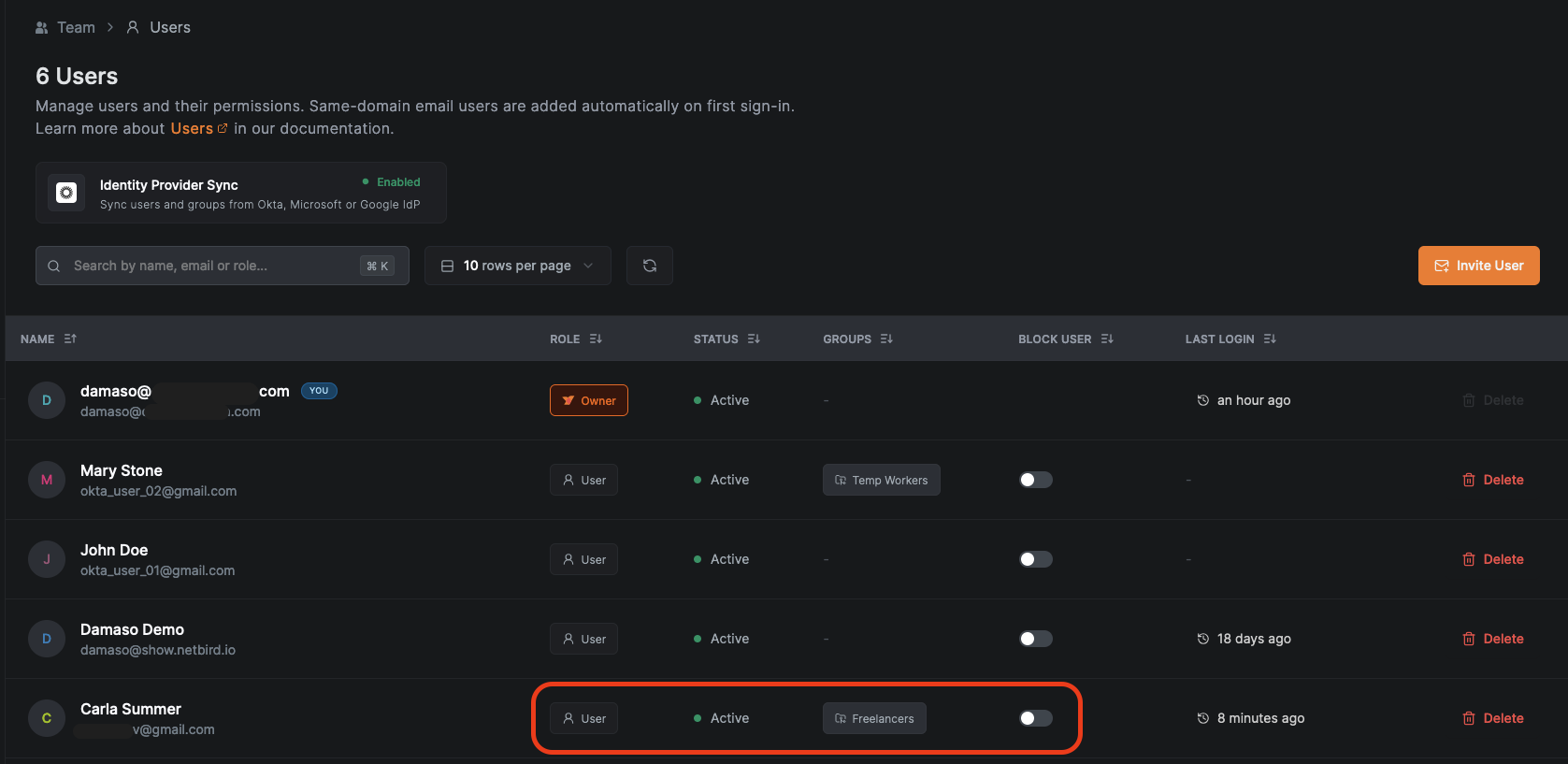 NetBird Peers Dashboard