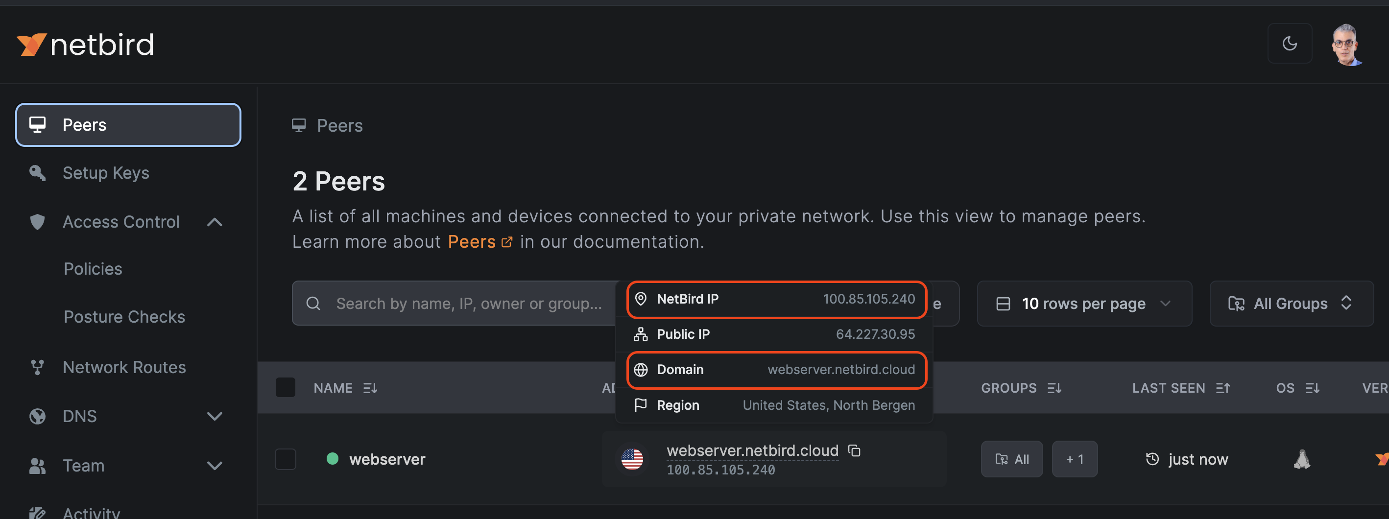 NetBird IP Addresses