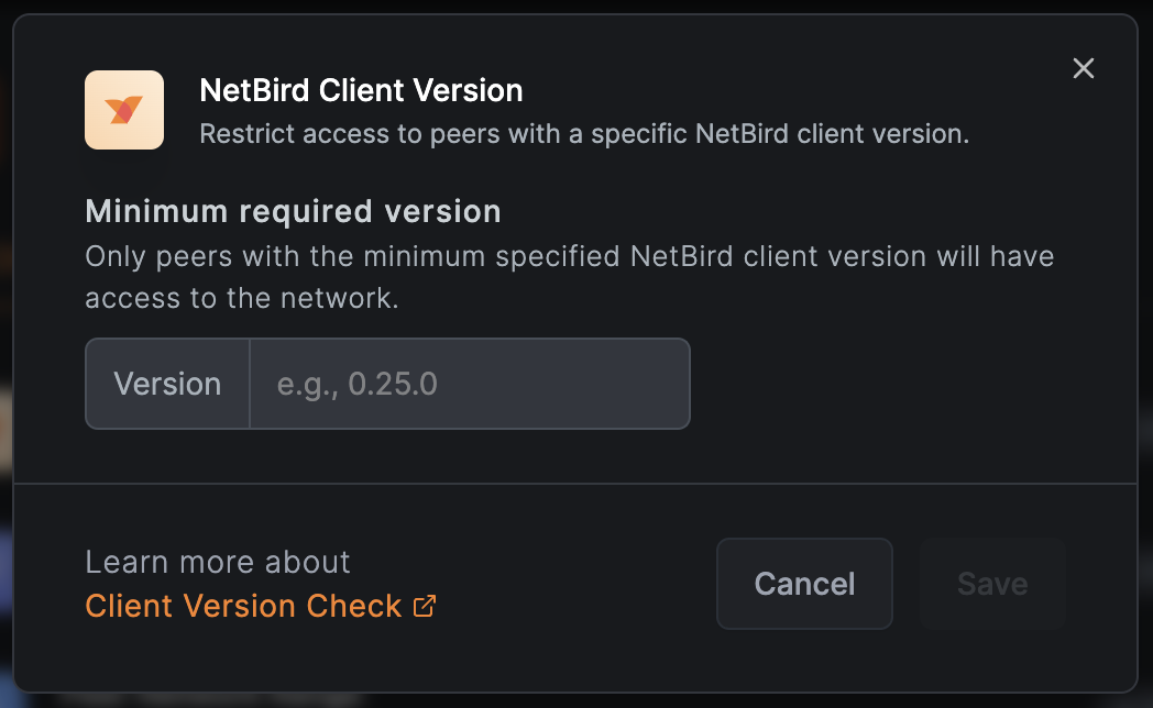 NetBird Client Version Posture Check