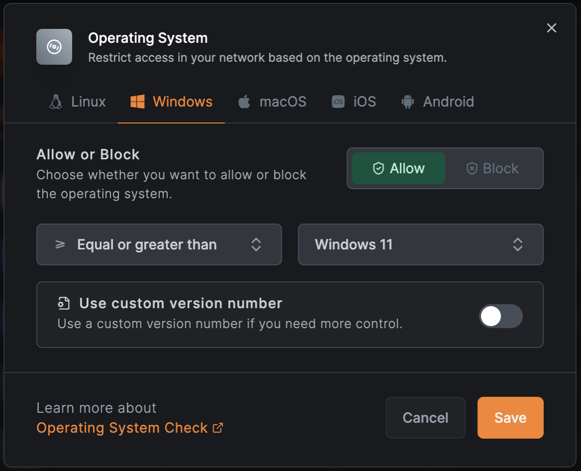 Operating System Posture Check