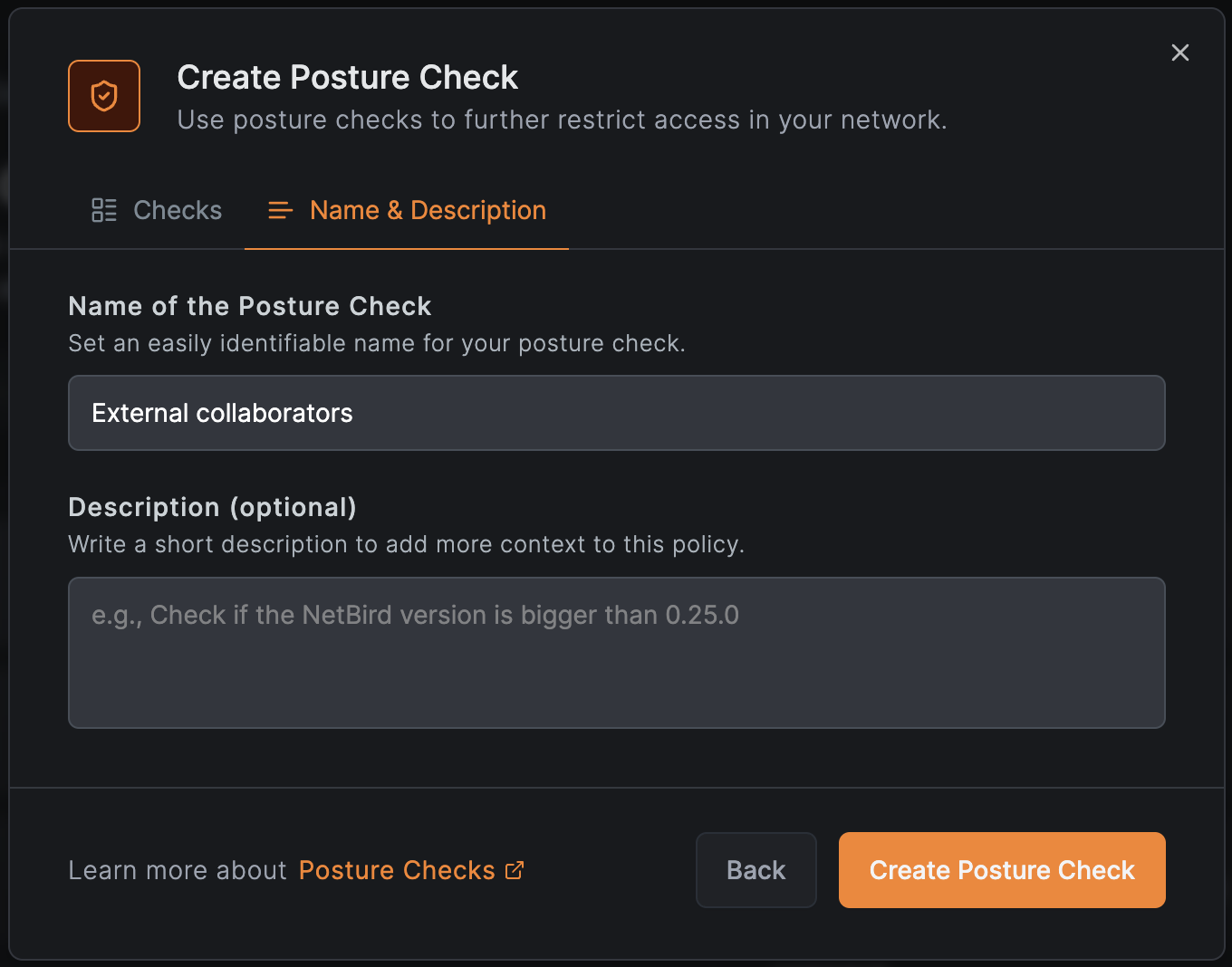 Name your Posture Check