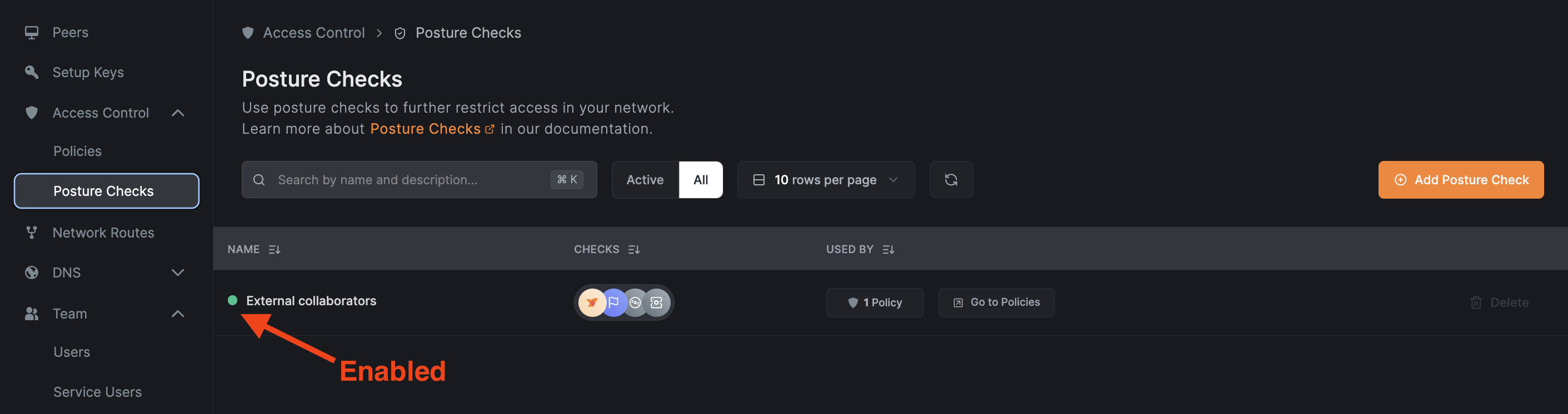 Posture Checks Dashboard