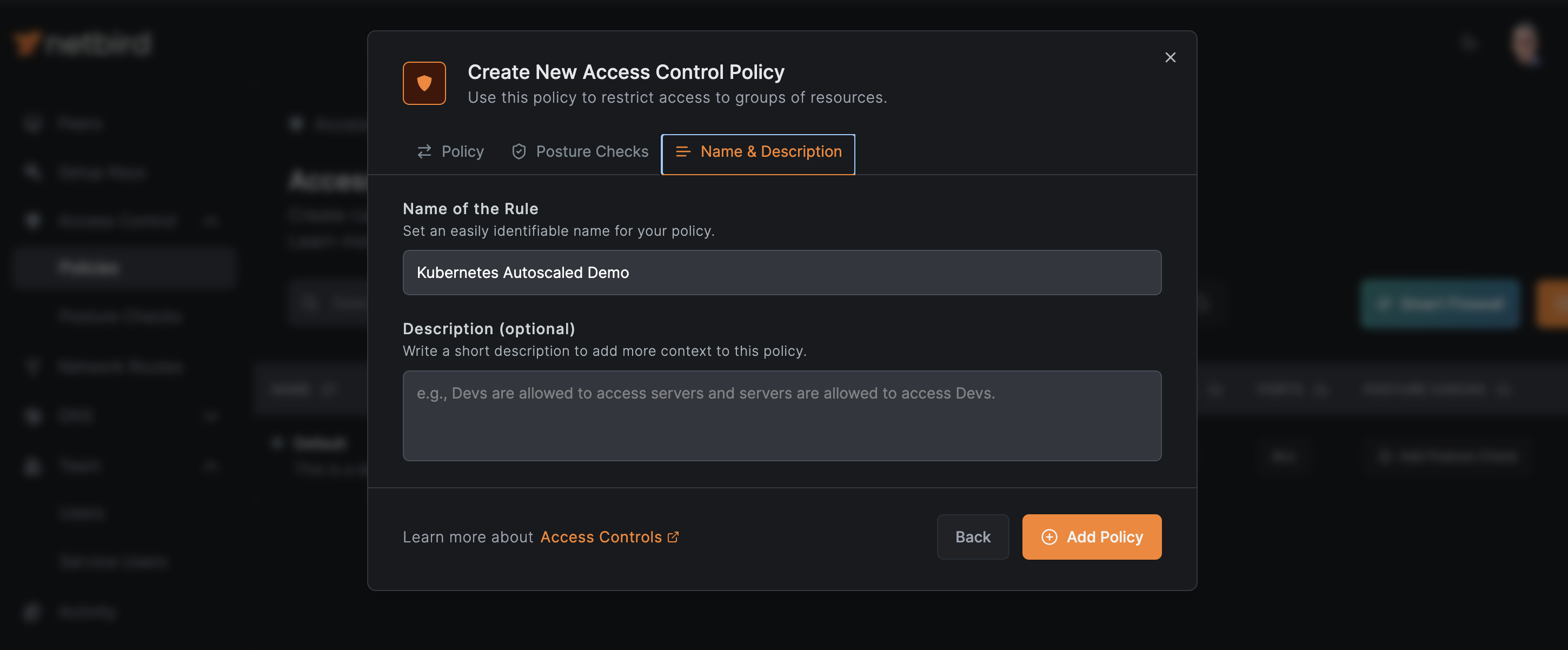 NetBird Access Policy Name