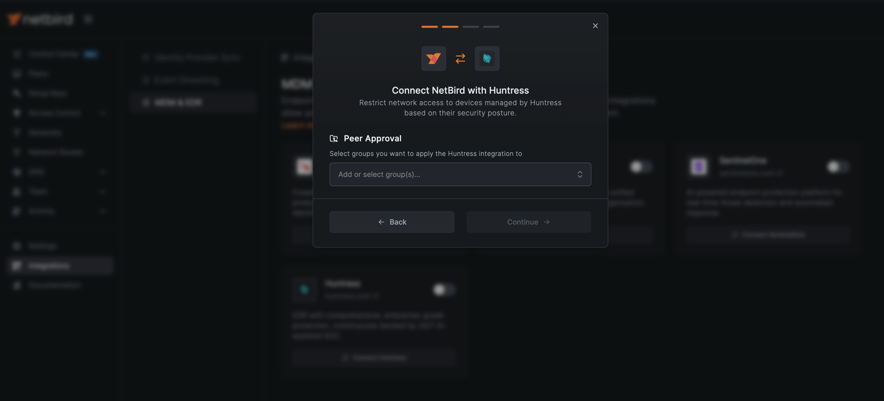Huntress group configuration