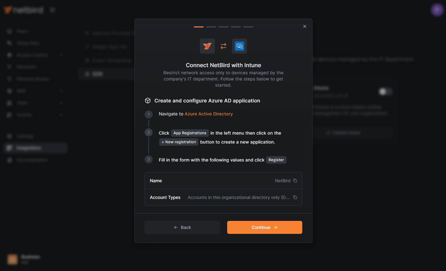 NetBird Create Application