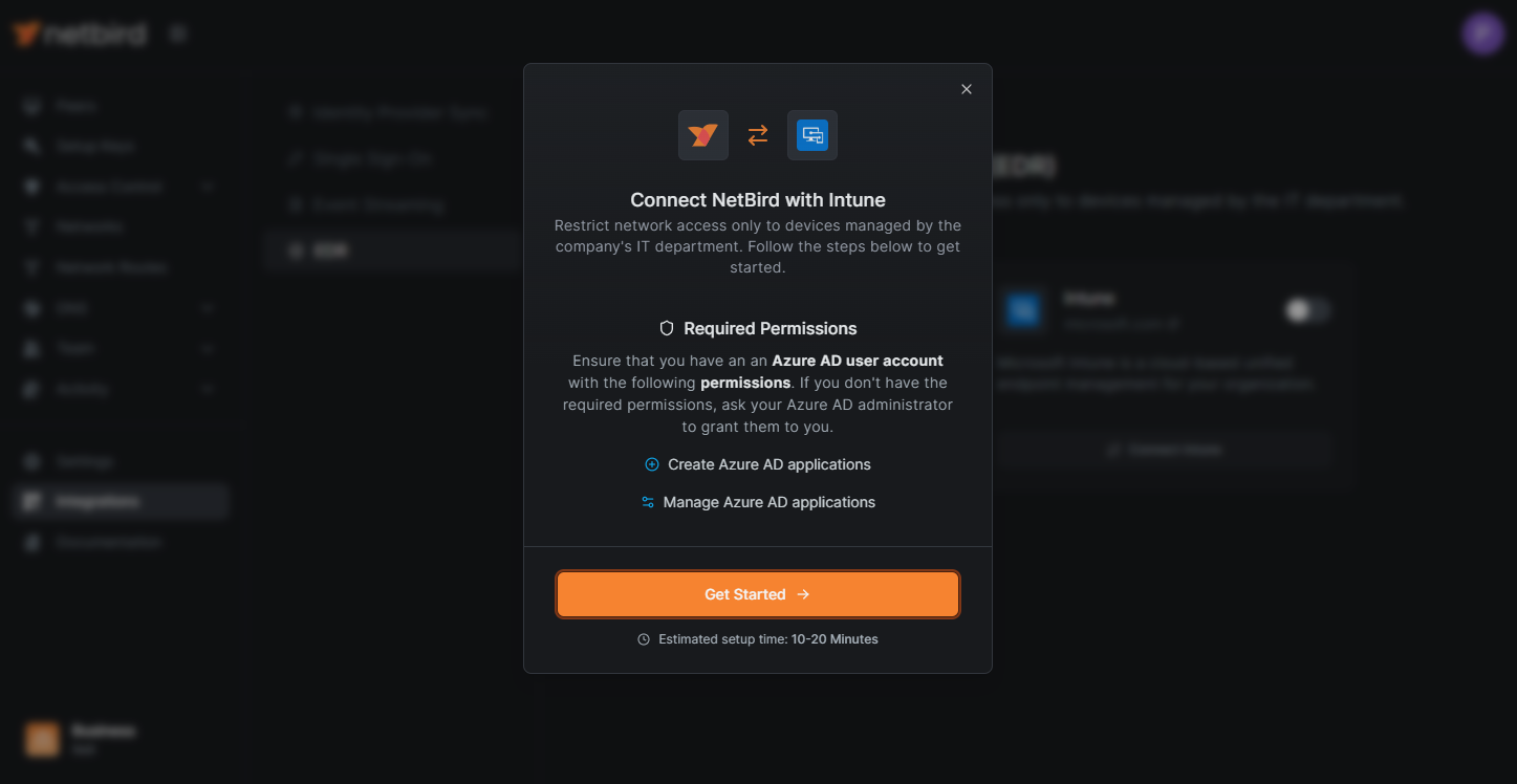 NetBird Get Started Intune MDM