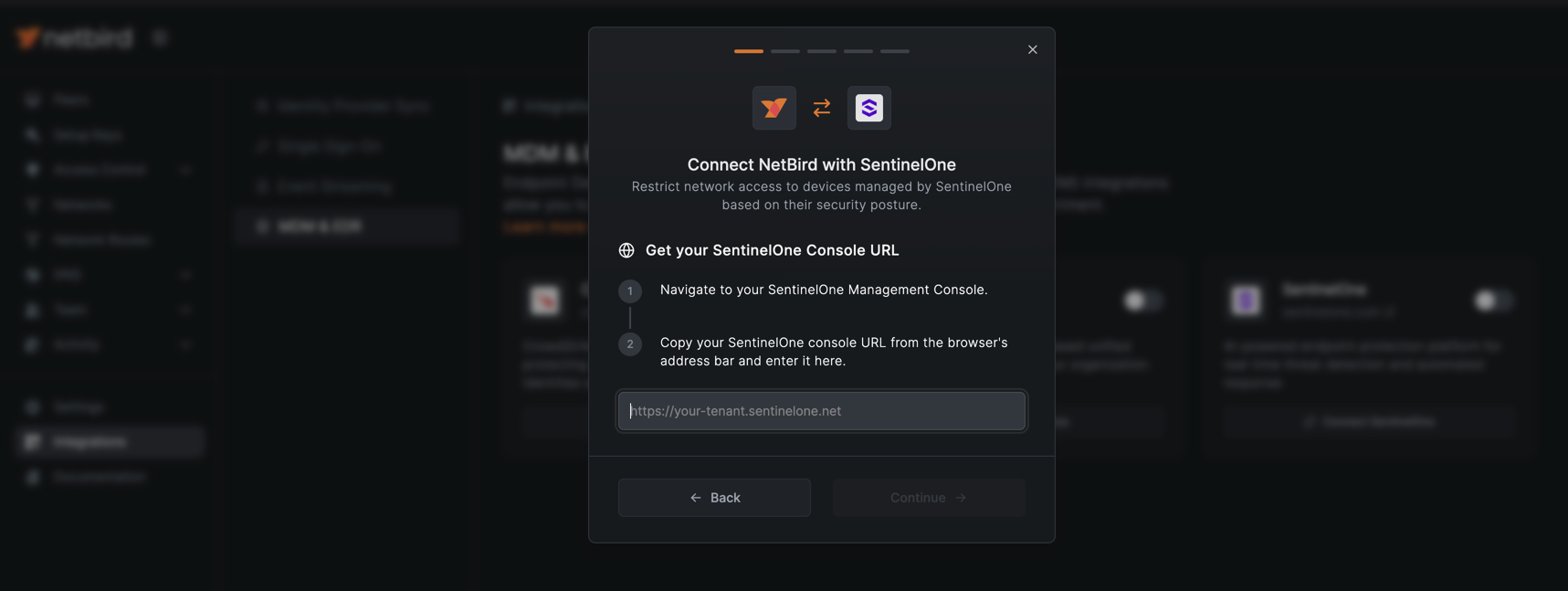 SentinelOne console configuration