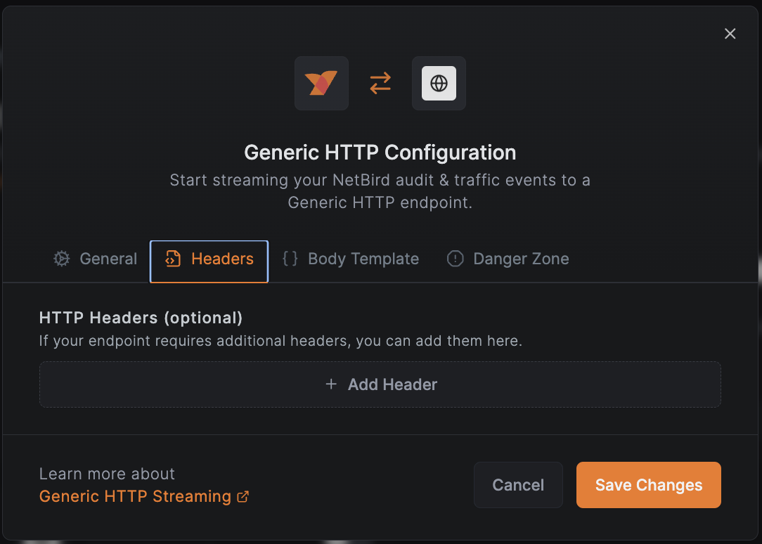 Generic HTTP Headers Configuration