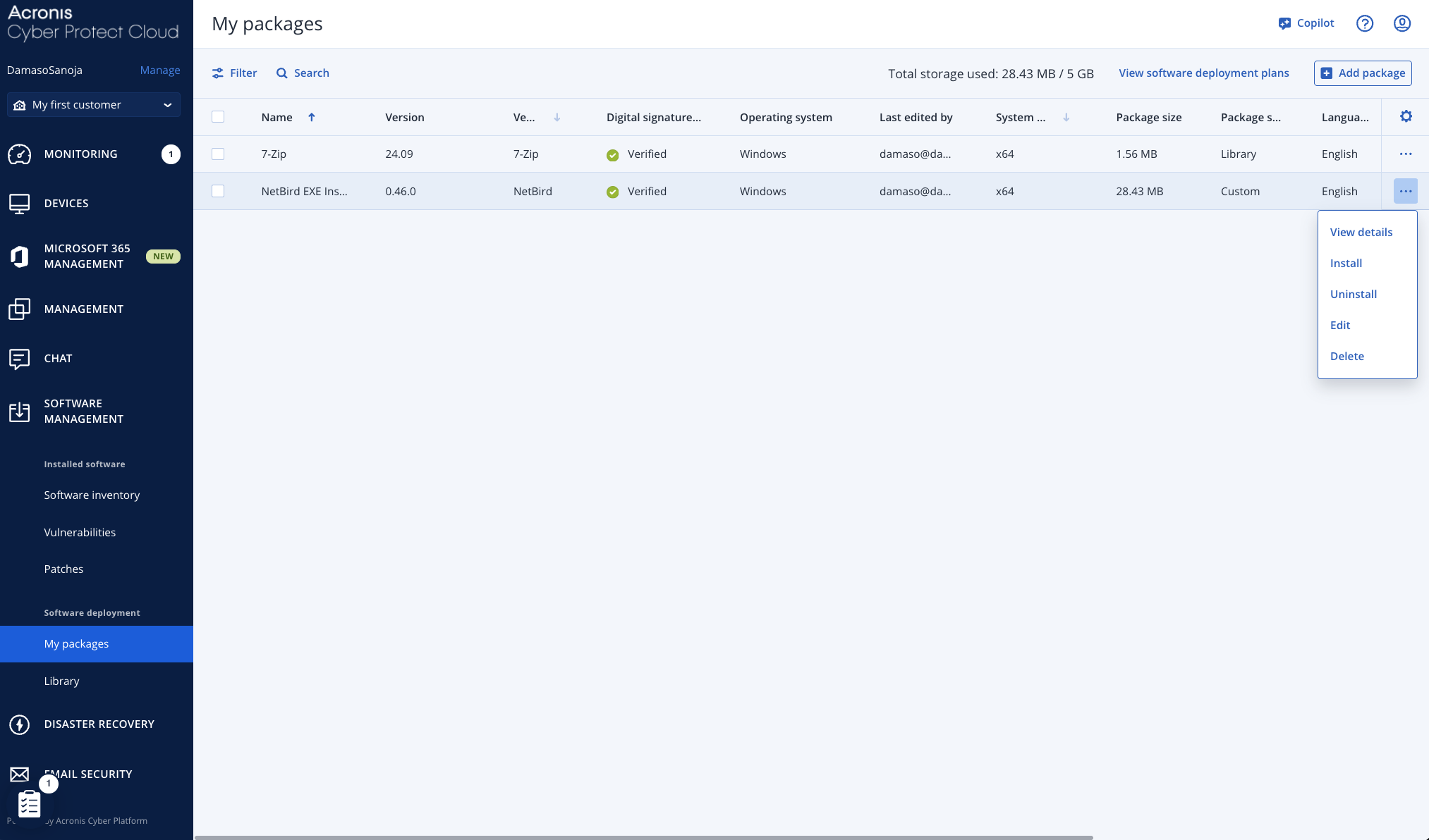 Install NetBird from My packages