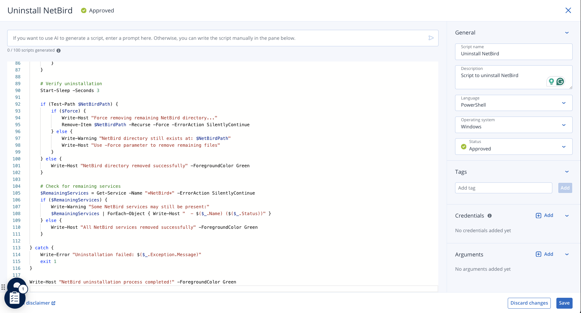 Add NetBird Uninstaller PowerShell script