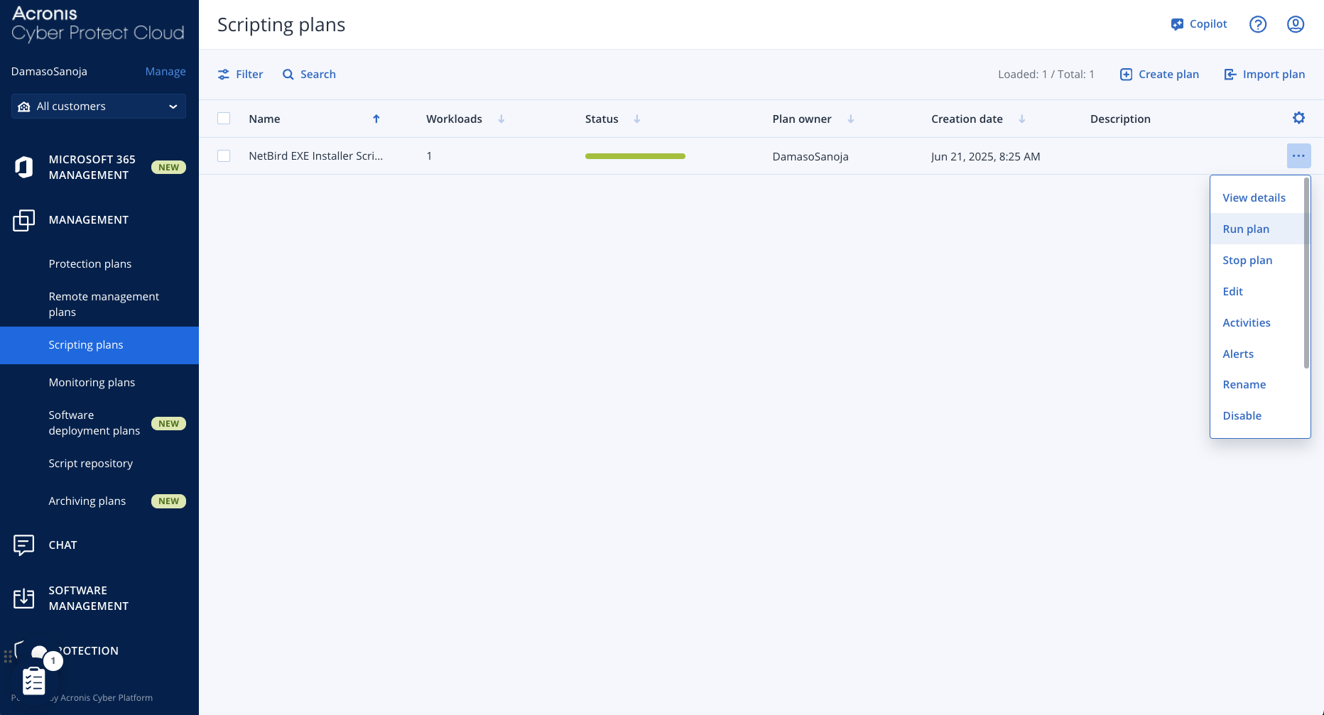 Manually Running a Scripting Plan