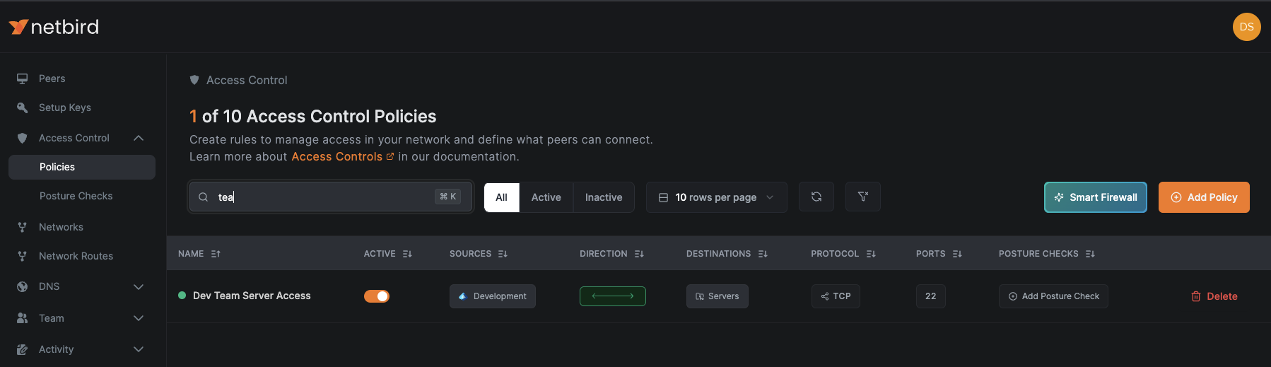 New control access policy