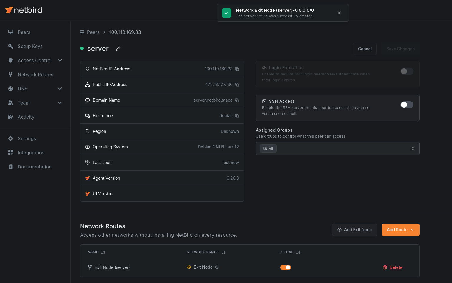 Exit node confirmation