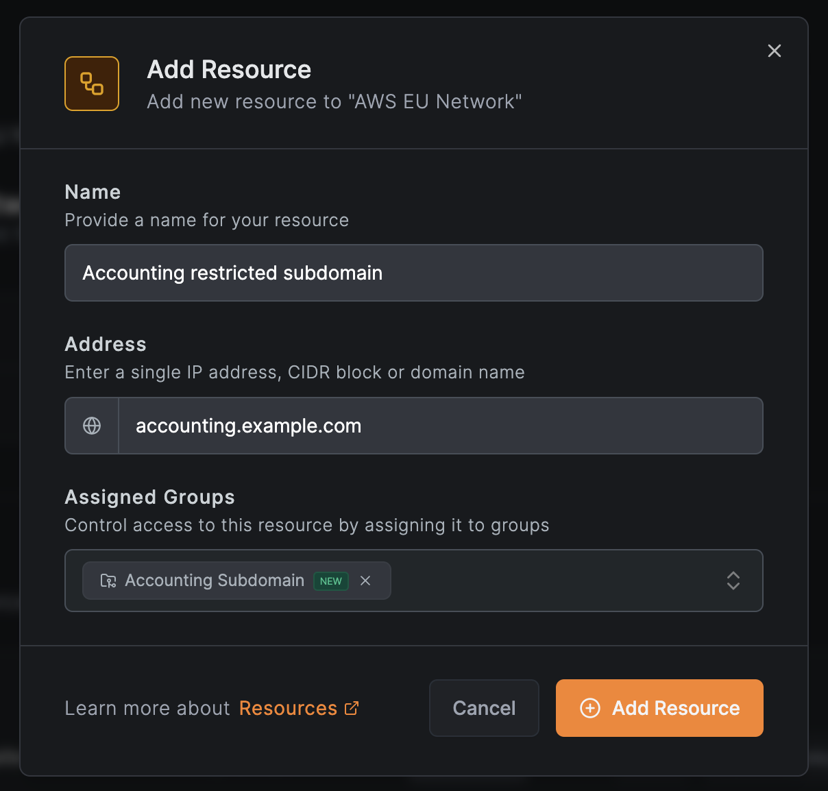 Add Accounting Website Resource