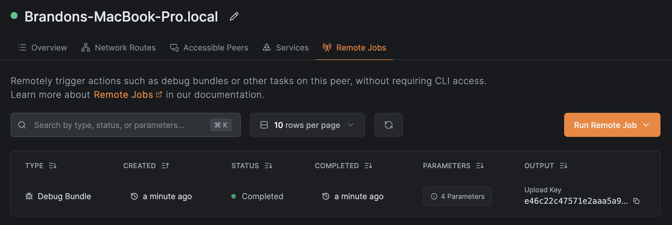 remote job history table