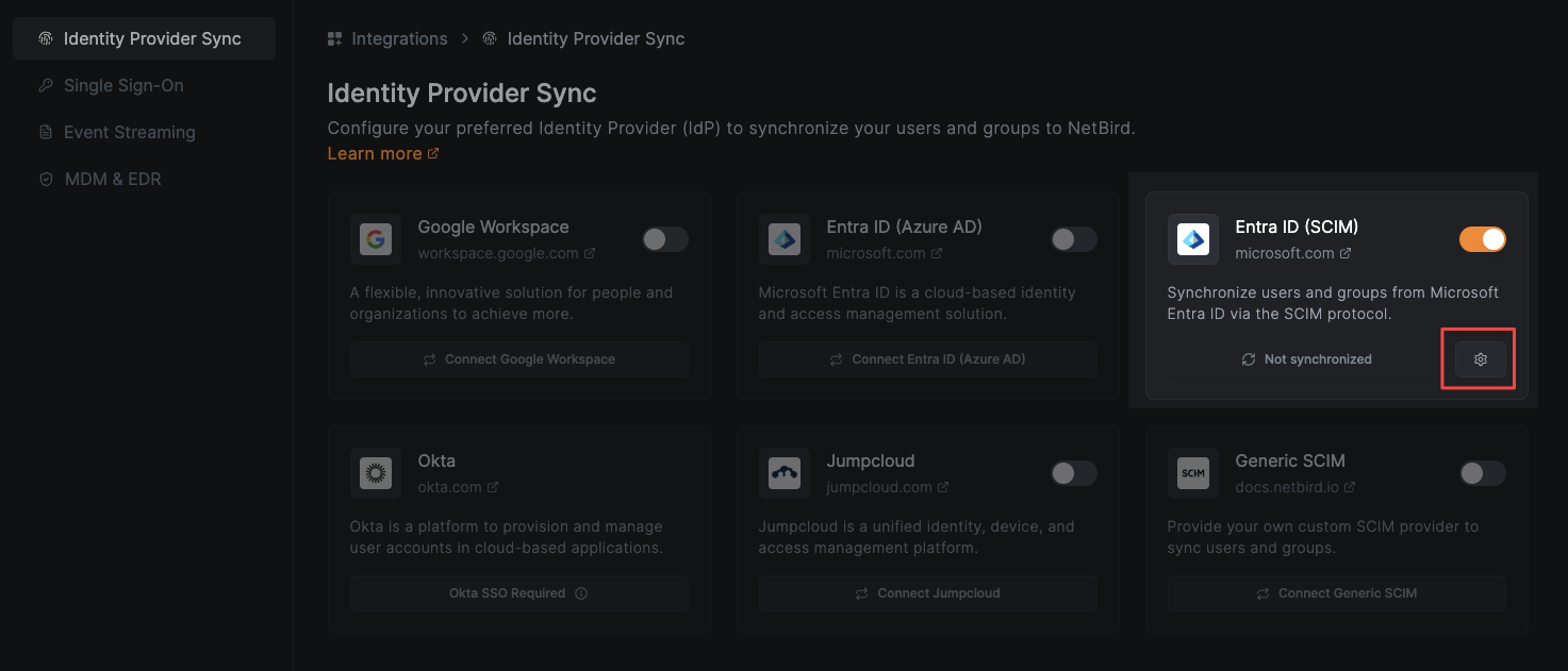 Microsoft Entra ID SCIM Configuration Options