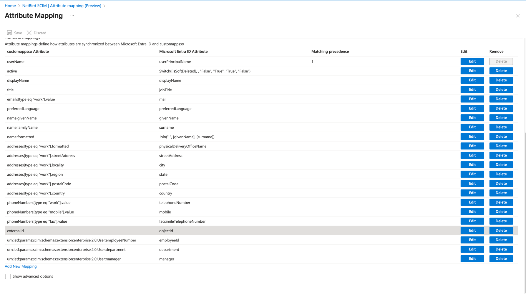 Microsoft Entra ID Updated Attribute Mapping