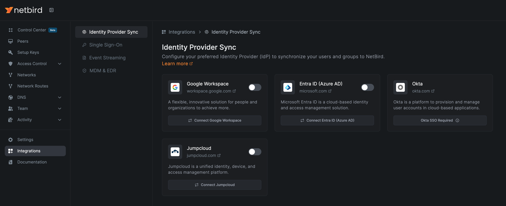 NetBird Jumpcloud Integration