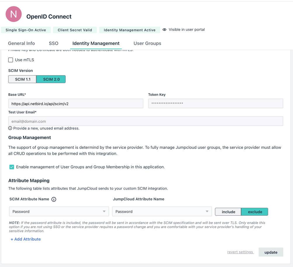 JumpCloud SCIM Test Success