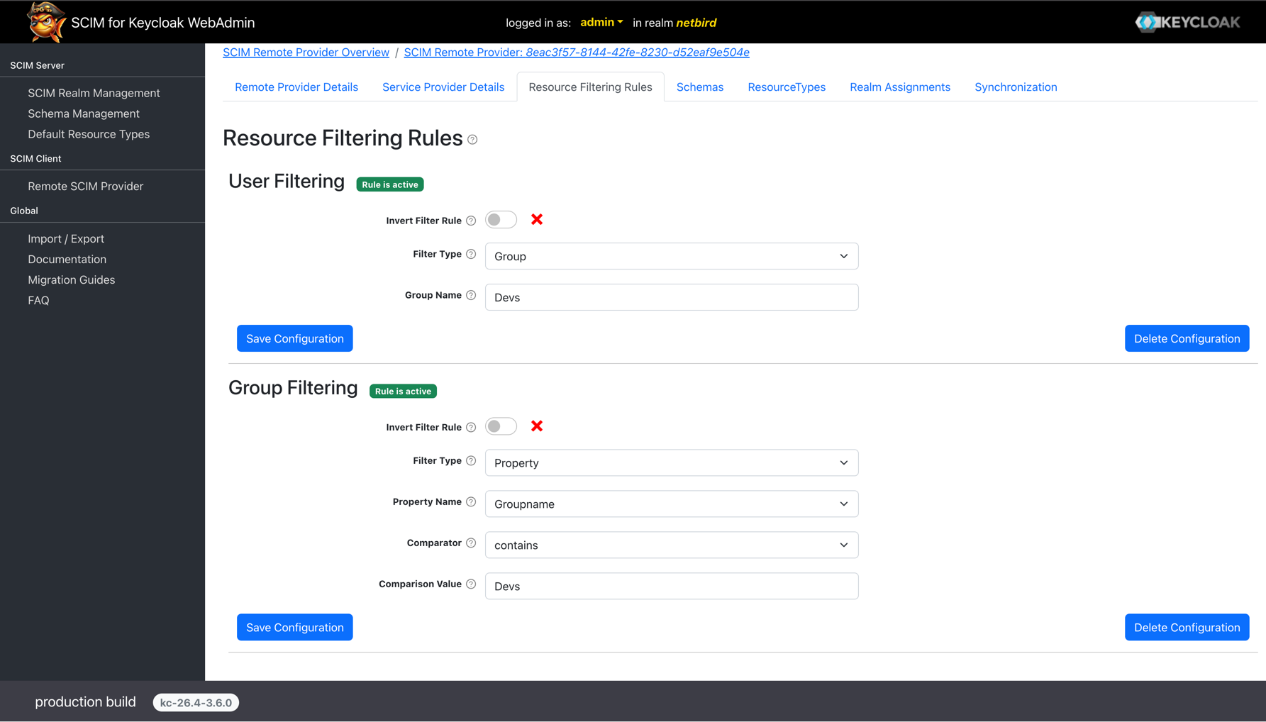 Keycloak SCIM Filtering Configuration
