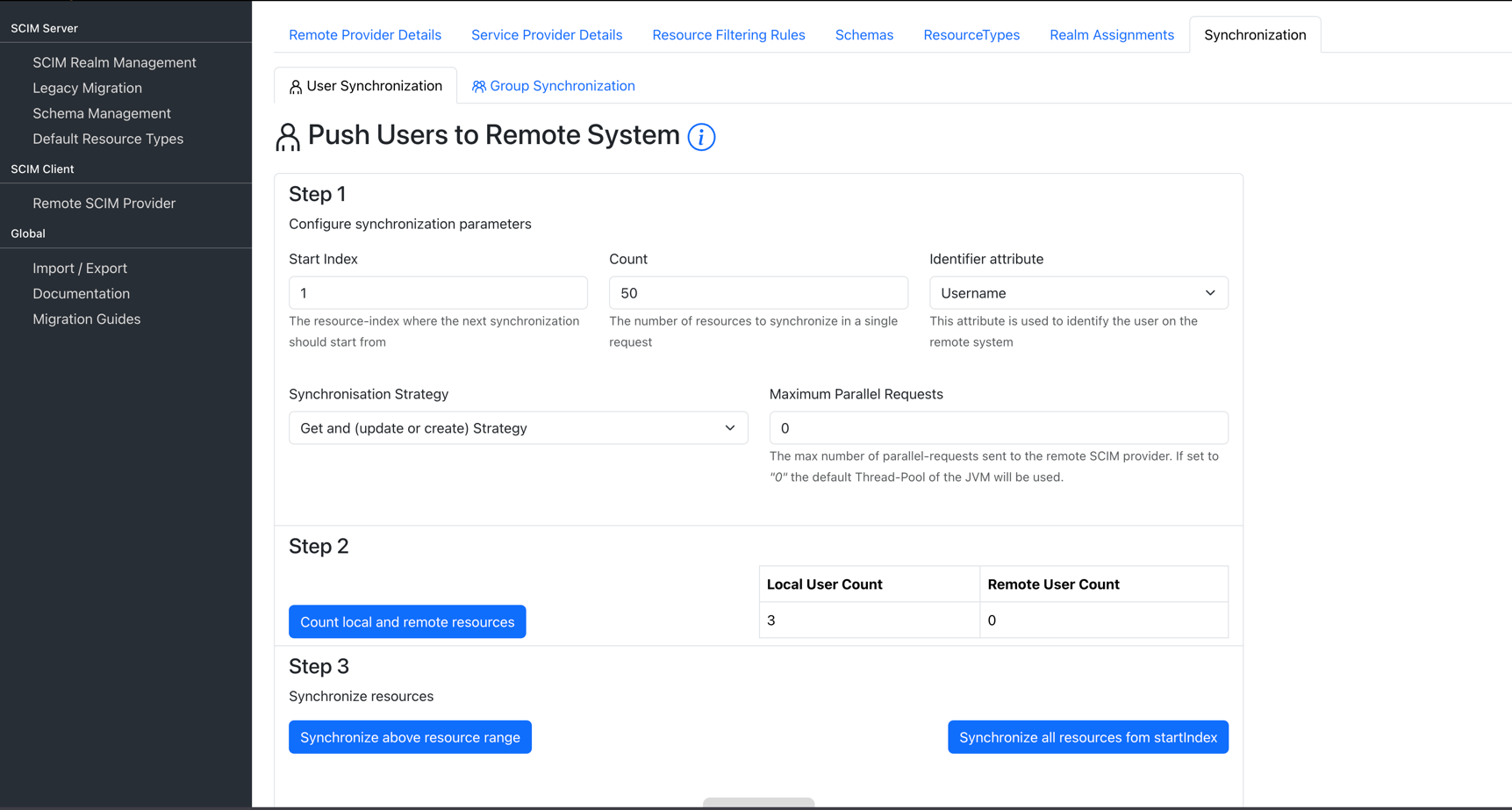 Keycloak SCIM User Sync Settings