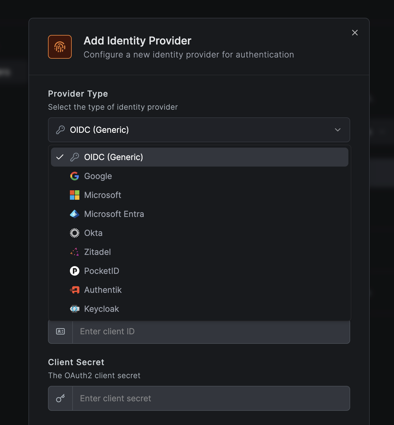 Identity Providers List