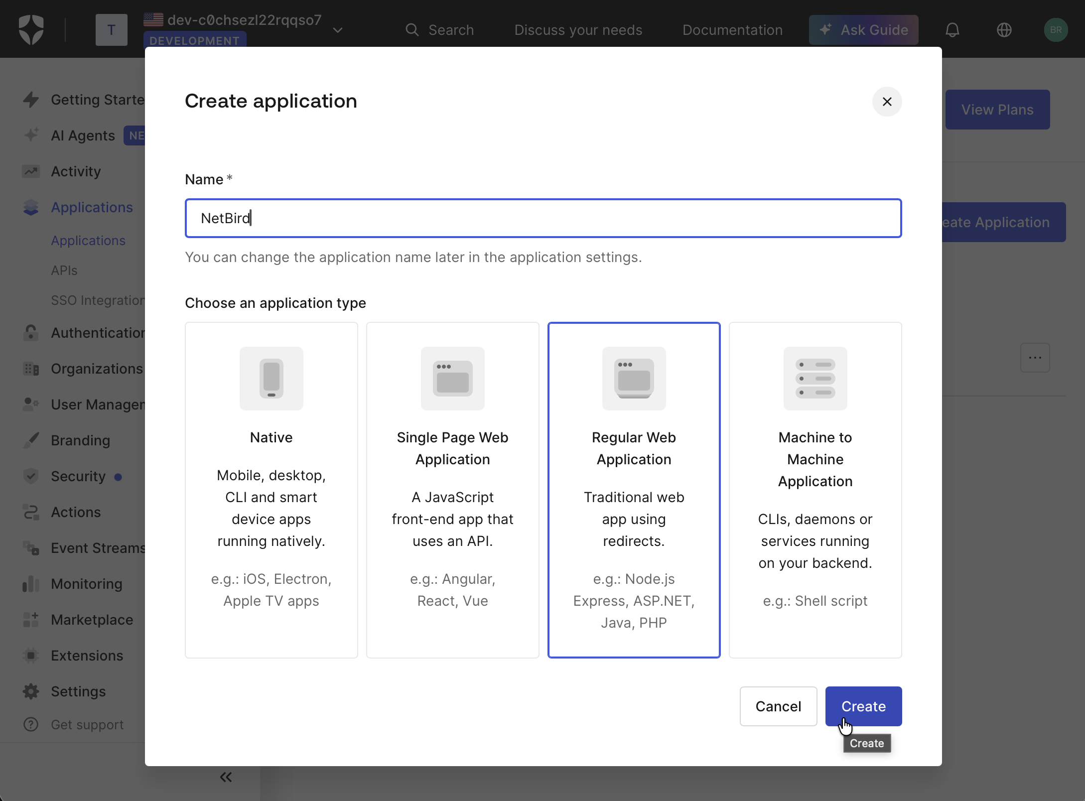 Create web application