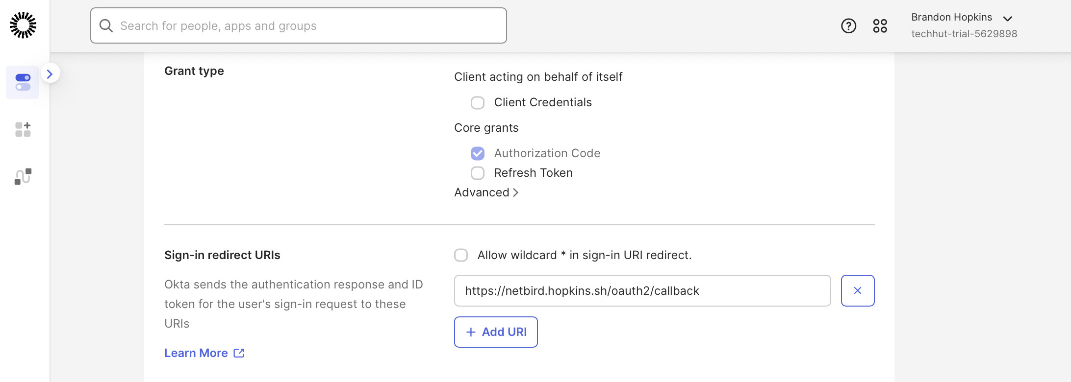 Sign-in redirect URIs