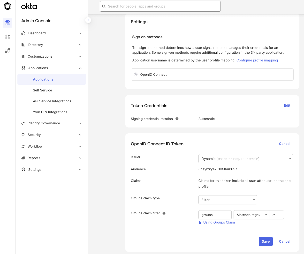 Groups claim configuration