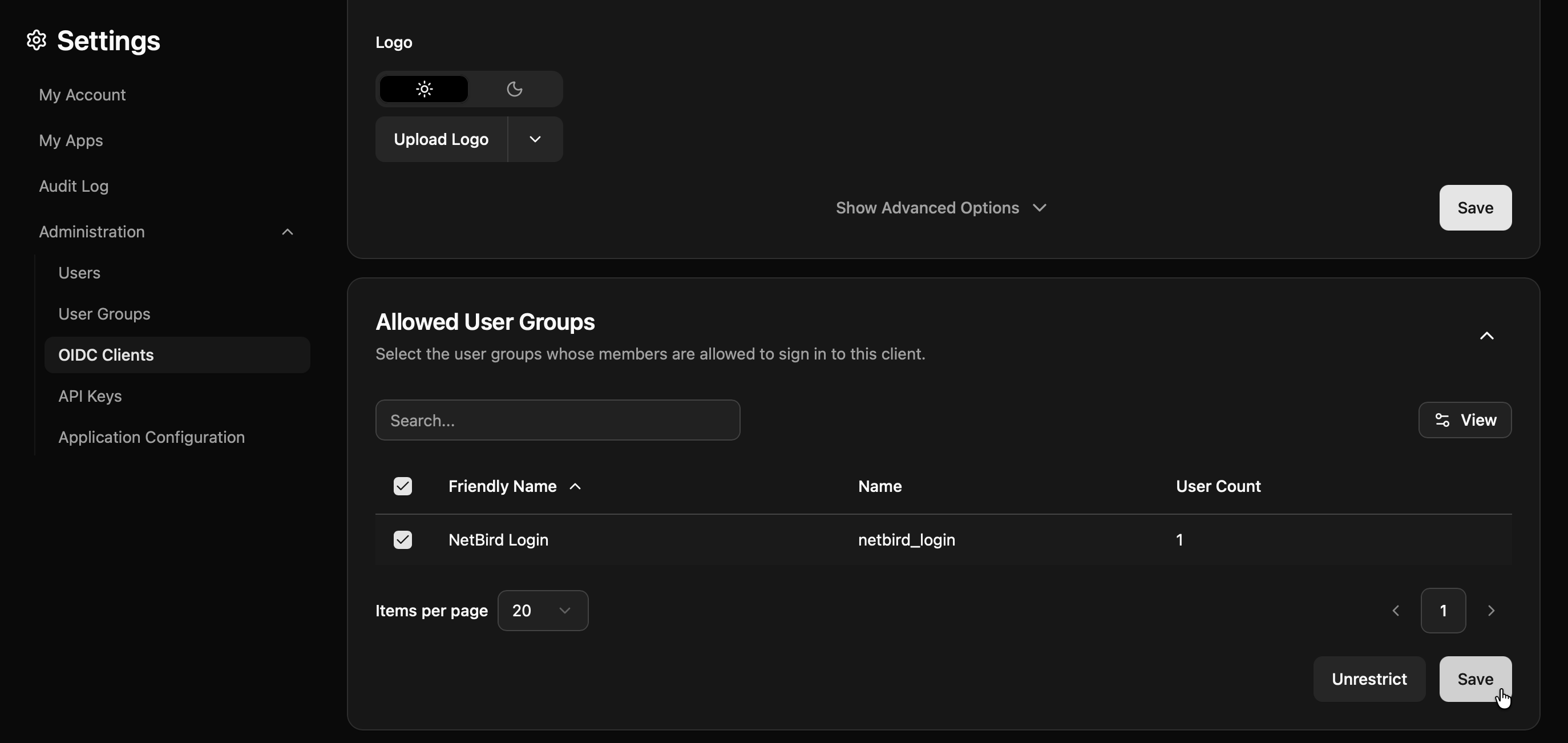 Add group to OIDC client
