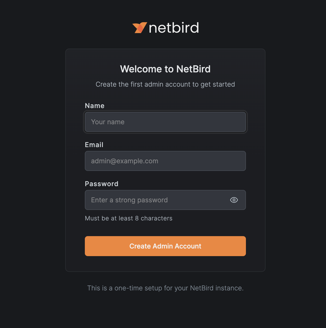 NetBird setup page