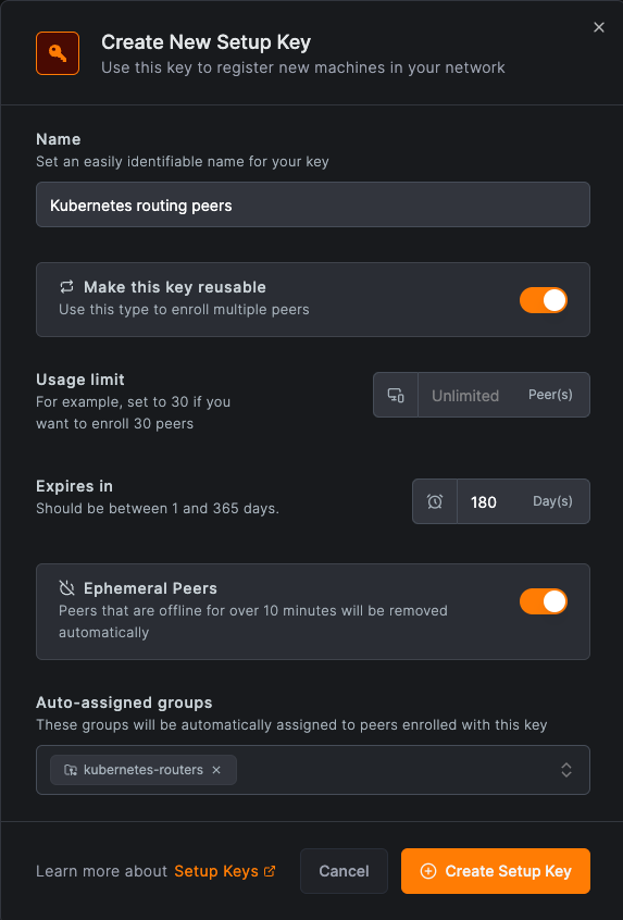 k8s-create-setup-key